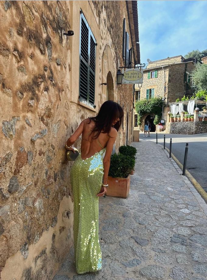 Caramellauk Caramella Sequin Backless Maxi Dress in Lime Green Best Price