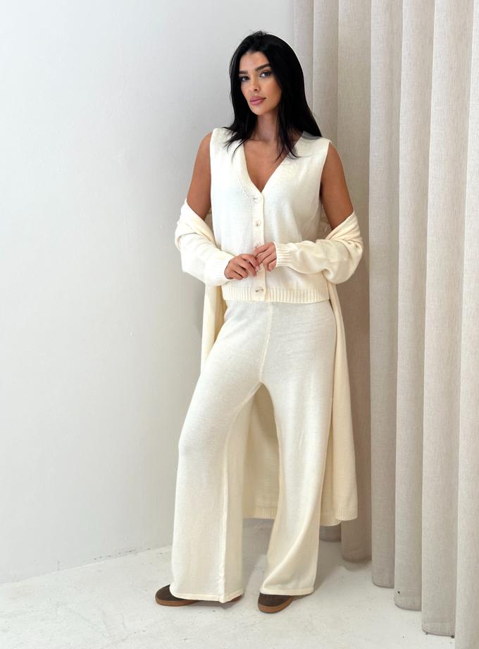 Caramellauk CINDER Three Piece Lounge Knitted Set in Vanilla Free shipping