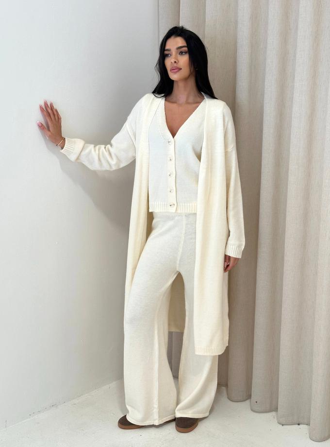 Caramellauk CINDER Three Piece Lounge Knitted Set in Vanilla Free shipping