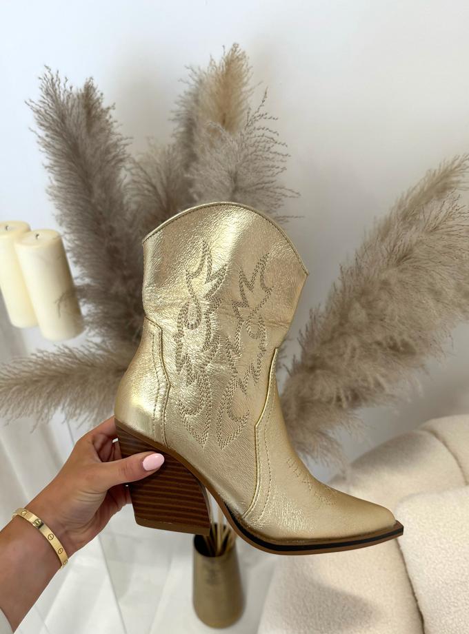 Caramellauk DIXIE Cowboy Mini Suede Heeled Boots In Gold Sizes 40 & 41 Free shipping