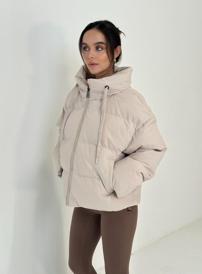 Caramellauk SADIE Shearling Hooded Short Puffer Coat In Vanilla New Arrival